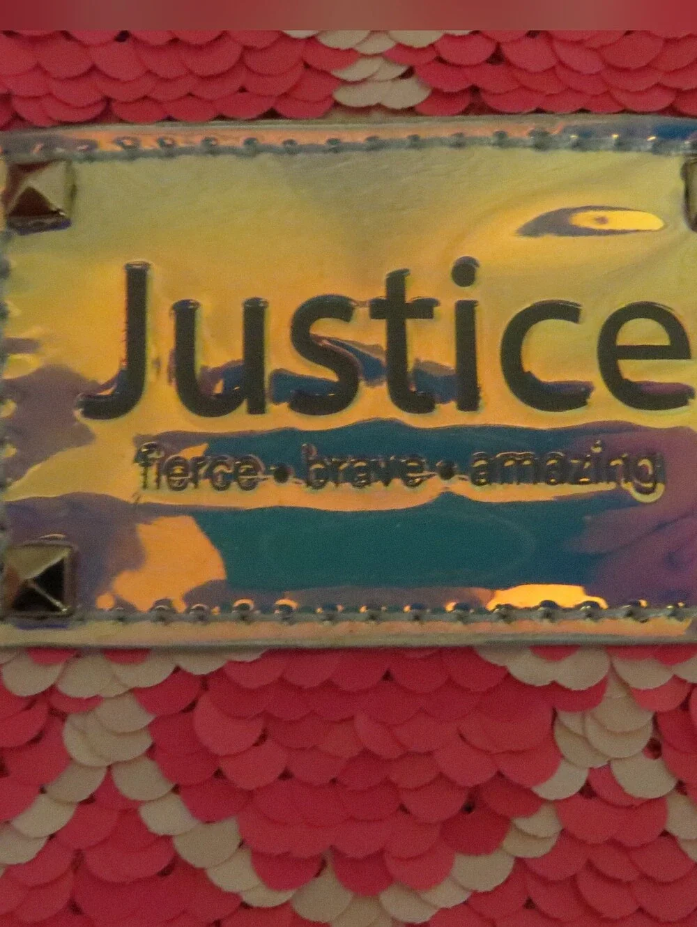 Justice Reversible Sequins Lunch Tote Hot Pink Silver Mermaid Scales Girls New